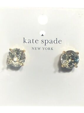 NWT kate spade Gold-Tone Clear Crystal Round Stud Gumdrop Earrings